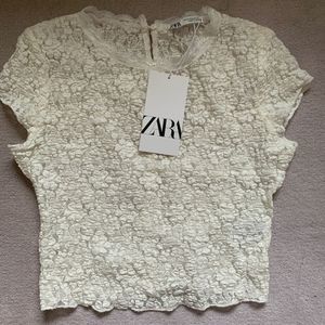 New White Lace Zara Top Size Small